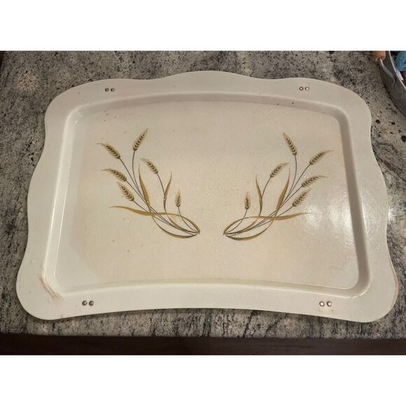 Retro Quaker Folding Metal TV Trays Stands 1950s Set of 4 MCM IMPERFECT READ - Picture 5 of 16